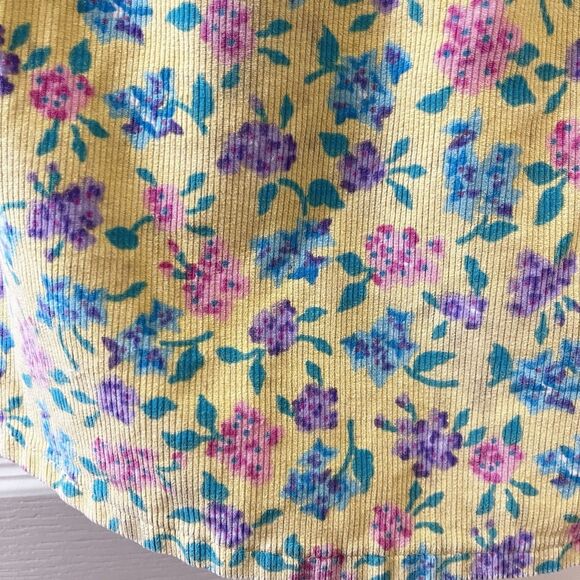 Vintage Oshkosh B'Gosh Yellow Floral Corduroy Overall USA Dress Girls SZ 5 FLAWS - Picture 10 of 16